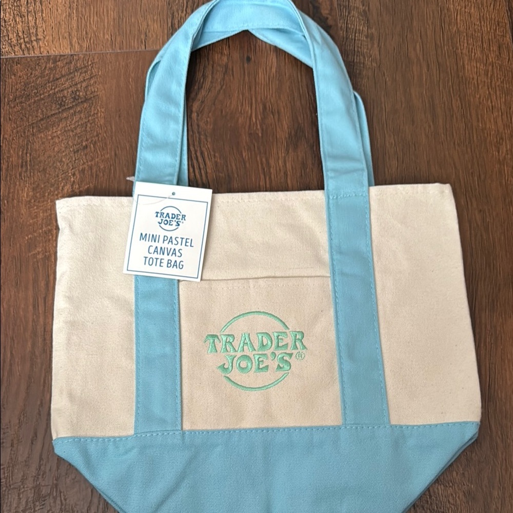Blue and Cream Canvas Tote Bag